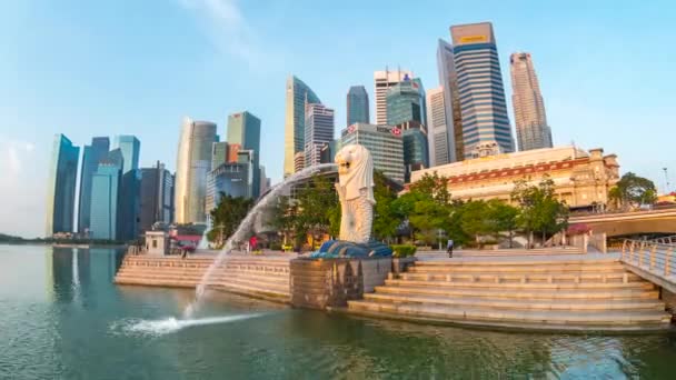 2018 日シンガポール シンガポール市 ランドマーク的建築物とシンガポール都市景観のスカイライン — ストック動画