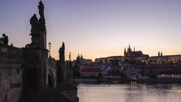 Timelapse Prague City Skyline Czech Republic Day Night Time Lapse — Stock Video