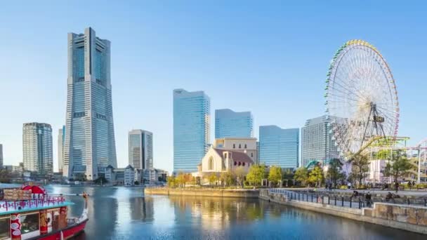 Cronograma Paisaje Urbano Yokohama Japón Time Lapse — Vídeos de Stock