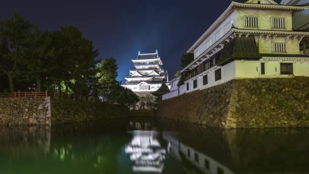 Time Lapse Video Del Castillo Kokura Por Noche Kitakyushu Japón — Vídeos de Stock