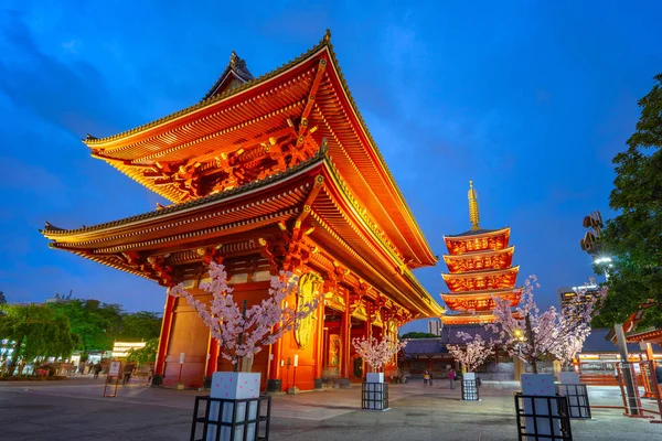 Nuit Tokyo Avec Temple Sensoji Japon — Photo