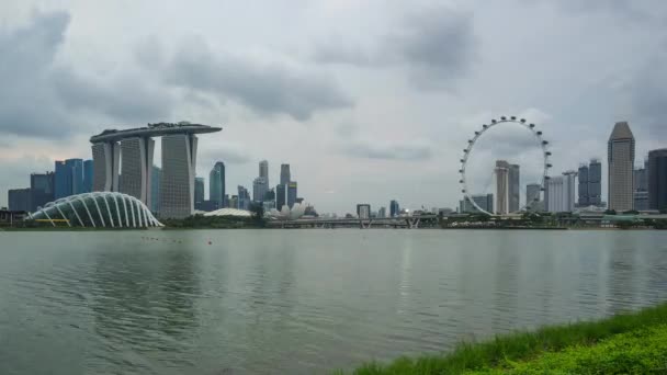 Singapur Panorama Panorama Den Noční Timelapse — Stock video