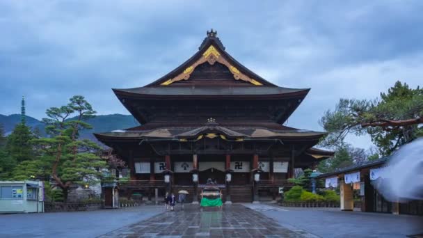 Timelapse Del Templo Zenkoji Por Noche Nagano Japón Time Lapse — Vídeos de Stock