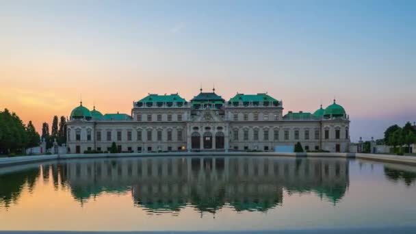 Timelapse Του Belvedere Μουσείο Στη Βιέννη Αυστρία Ώρα Λήξη — Αρχείο Βίντεο