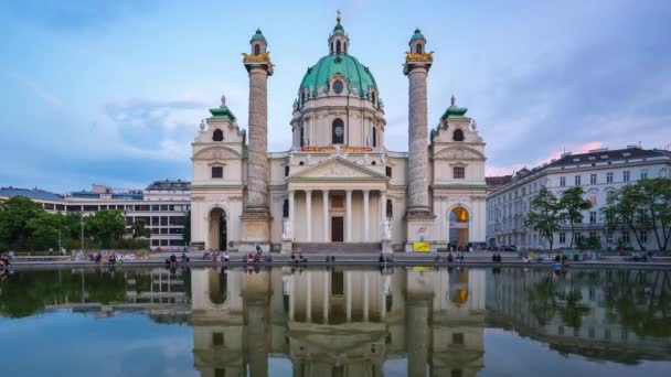 Timelapse Karlskiche Iglesia Ciudad Viena Austria Por Noche Lapso — Vídeo de stock