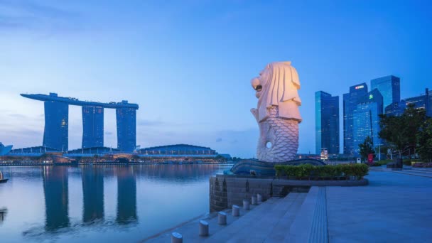 Ciudad Singapur Singapur Abril 2018 Merlion Park Singapore City Night — Vídeos de Stock