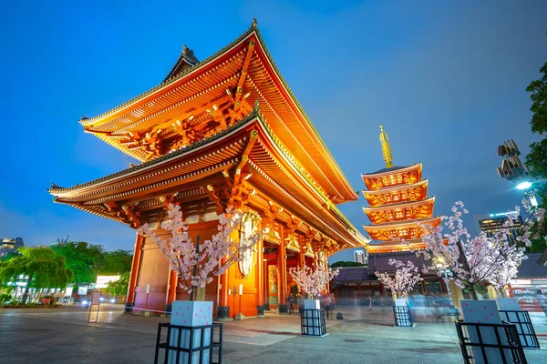 Sensoji Chrám Noci Asakusa Tokio Japonsko — Stock fotografie