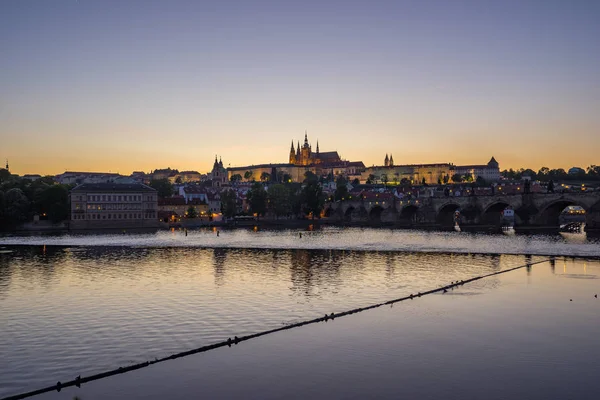 Noční Pohled Pražské Panorama Města České Republice — Stock fotografie