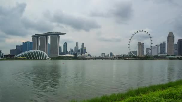 Singapore Skyline Giorno Notte Lapse Con Edifici Storici Singapore — Video Stock