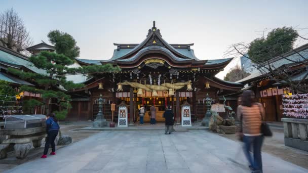 Fukuoka Japan Dag Nacht Tijd Vervalt Van Kushida Heiligdom Hakata — Stockvideo