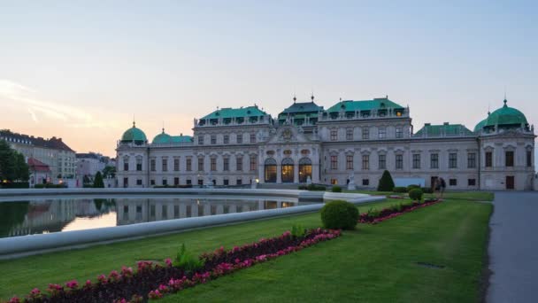 Palácio Belvedere Viena Áustria Tempo Lapso Dia Noite — Vídeo de Stock