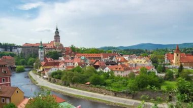 Cesky Krumlov manzarası zaman atlamalı Çek Cumhuriyeti
