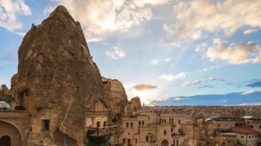 Cappadocia cave gün gece zaman atlamalı Cappadocia şehir manzarası, Göreme, Türkiye ile için