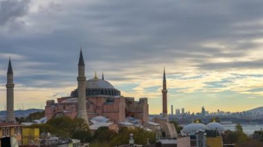 Ayasofya Istanbul şehir manzarası timelapse Türkiye'de manzaralı