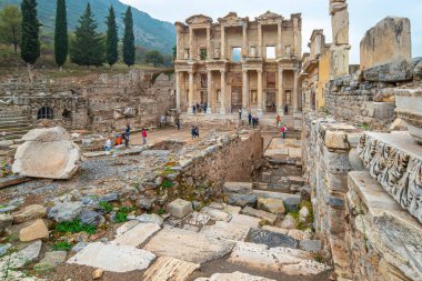 The Library of Celsus in Ephesus in Izmir, Turkey. clipart
