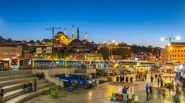 Mezquita Suleymaniye Con Horizonte Ciudad Estambul Por Noche Turquía — Foto de Stock