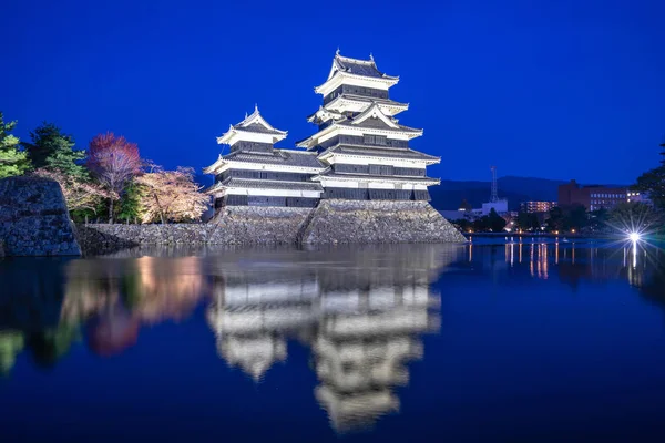 Matsumoto Burg Mit Reflexion Bei Nacht Nagano Japan — Stockfoto