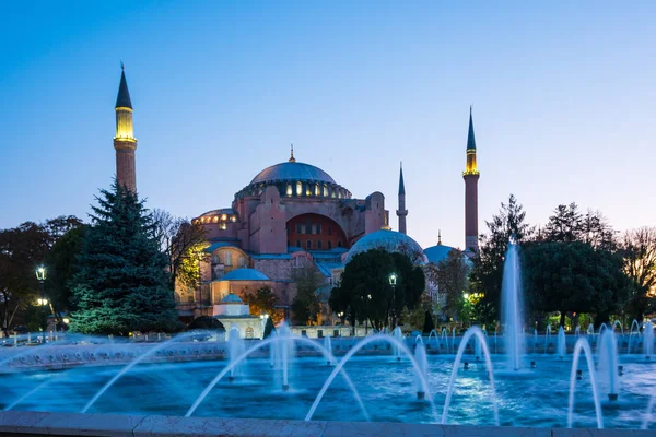 Hagia Sofia Bij Avondschemering Istanboel Turkije — Stockfoto
