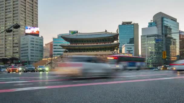 Seoul Namdaemun Gate Natten Seoul City Sydkorea Tidsfördröjning — Stockvideo