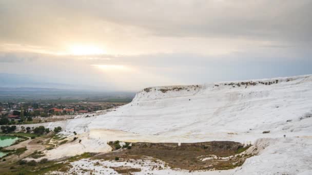 Sunset Pamukkale Cotton Castle Denizli Turkey — Stock Video