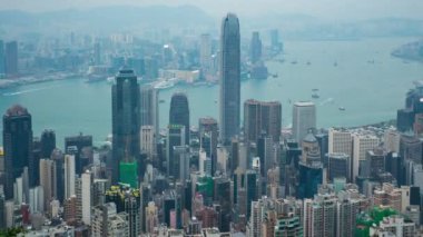 Hong Kong şehir manzarası gün gece zaman atlamalı için
