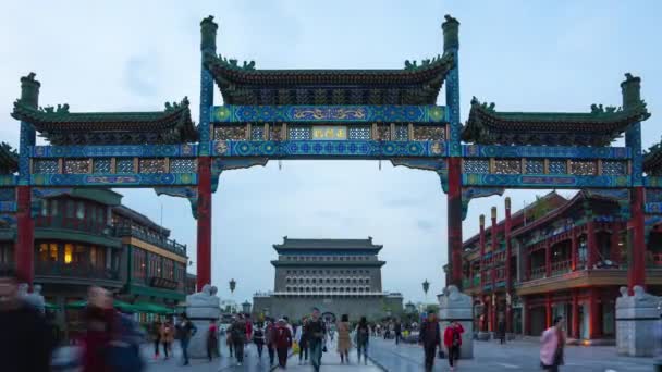 Beijing Qianmen Gate Time Lapse Peking China — Stockvideo