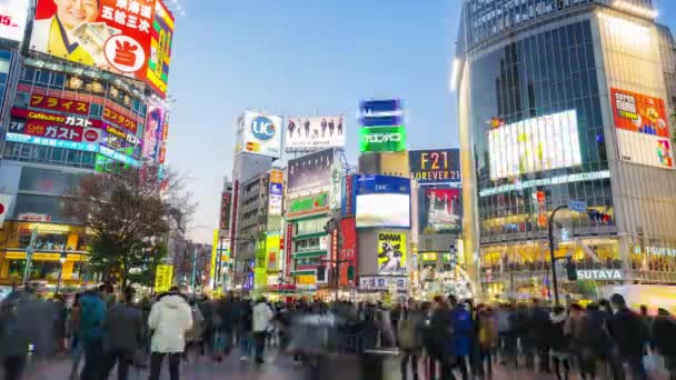 日本东京 2017年1月1日 日本东京涉谷地区地标日夜延时 — 图库视频影像