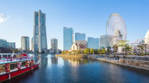 Yokohama Stadsbilden Tid Förflutit Med Landmärke Byggnader Yokohama Japan — Stockvideo
