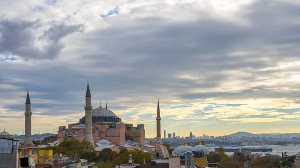 Hagia Sofia Widokiem Panoramę Miasta Istanbul Turcji — Zdjęcie stockowe