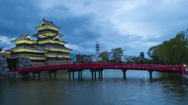 Matsumoto Castle Noci Časová Prodleva Matsumoto Japonsko — Stock video