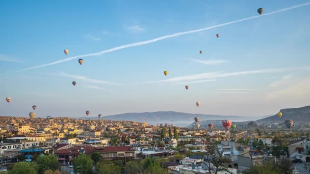 Skyline Ville Cappadoce Avec Vue Sur Vol Ballon Goreme Turquie — Video