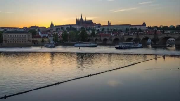 Praga Cidade Velha Horizonte Cityscape Praga República Checa Dia Noite — Vídeo de Stock