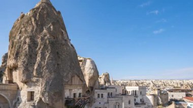 Cappadocia cave city skyline zaman atlamalı Göreme, Türkiye'de Manzaralı