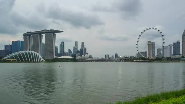 Singapur City Panorama Pohled Marina Barrage Den Noci Časová Prodleva — Stock video