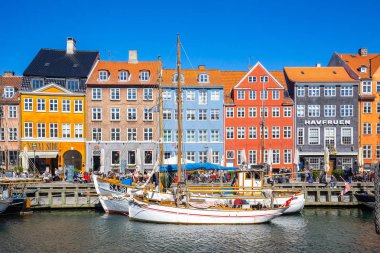 Nyhavn Kopenhag şehir, Danimarka içinde renkli binalar