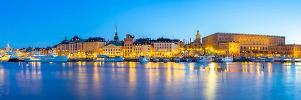 Stockholm városkép éjjel Stockholm város, Svédország — Stock Fotó