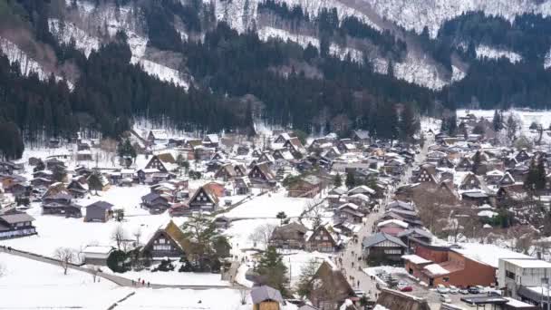 Shirakawago Kış Karda Gifu Japonya Zaman Atlamalı — Stok video