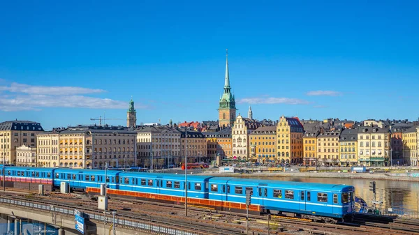 Stockholm gród z pociągu w centrum Sztokholmu, Szwecja — Zdjęcie stockowe