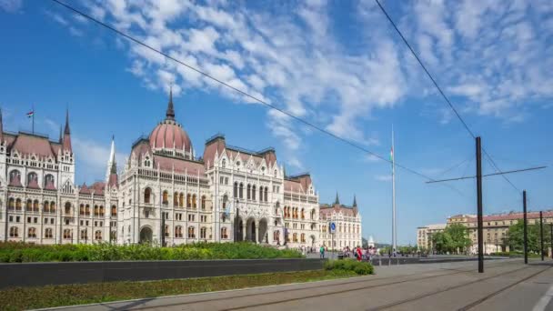 Κτήριο Του Ουγγρικού Κοινοβουλίου Στη Βουδαπέστη Ουγγαρία Χρονική Λήξη — Αρχείο Βίντεο