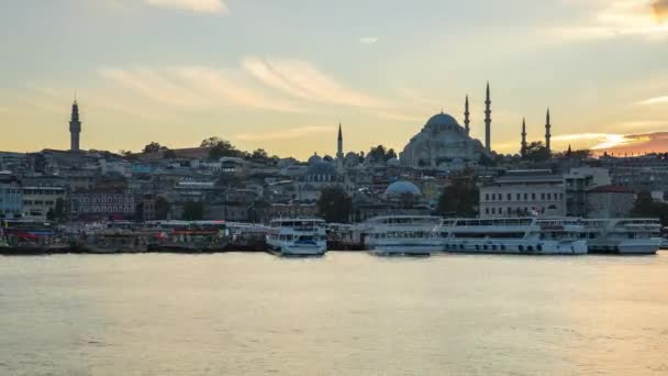 Istanbulský Přístav Panoramatem Panoráma Istanbulu Turecko Čas Zanikne — Stock video