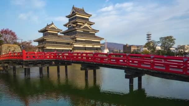 Castillo Matsumoto Caduca Día Noche Matsumoto Prefectura Nagano Japón — Vídeo de stock