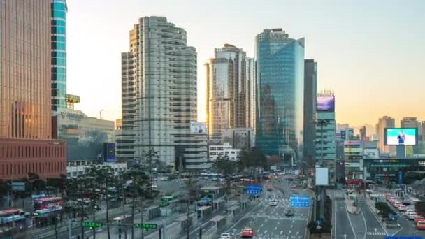 Seoul Sydkorea December 2017 Seoul Stads Trafik Väg Med Stadsbilden — Stockvideo