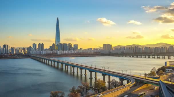Línea Del Horizonte Seúl Con Edificios Emblemáticos Seúl Corea Del — Vídeo de stock