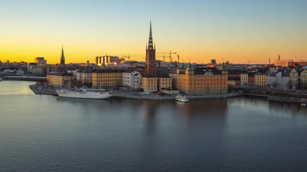Estocolmo Skyline Dia Noite Lapso Tempo Cidade Estocolmo Suécia — Vídeo de Stock