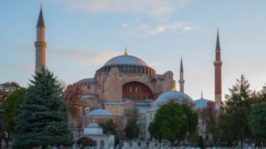 İstanbul'da AyaSofya manzaralı İstanbul'da gün doğumu, Türkiye zaman atlamalı 