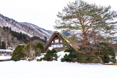 Shirakawa-go köyünde kış sezonu, Gifu, Japonya