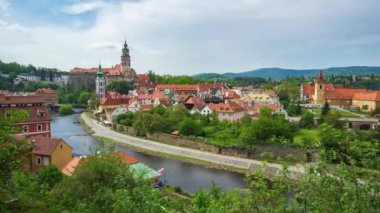 Cesky Krumlov eski şehir silueti Cesky Krumlov, Çek video zaman atlamalı