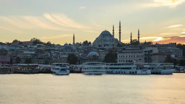 Istanbulské Městské Panorama Bosphorem Dnem Marmara Noc Istanbulu Turecku — Stock video