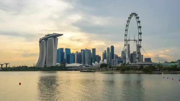Skyline Cidade Singapura Com Vista Singapura Edifícios Referência Dia Noite — Vídeo de Stock