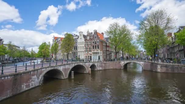 Nederländska Byggnader Amsterdam City Nederländerna Tidsfördröjning — Stockvideo